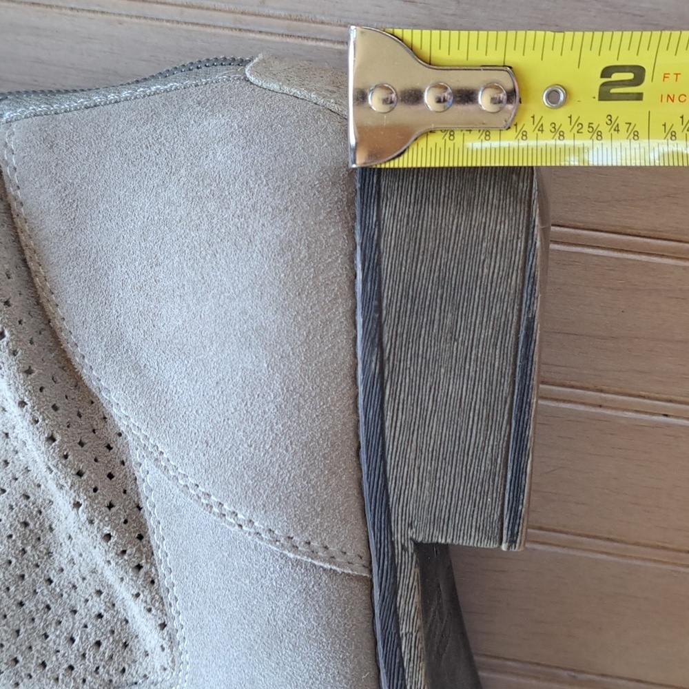 NINE West Bond Suede Leather Ankle Boots Taupe Perforated Causal Booties - Picture 11 of 12
